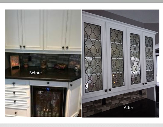 Glass cabinet inserts before and after