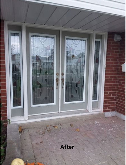 before and after front door glass insert transformation (after)