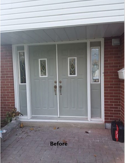 before and after front door glass insert transformation (before)